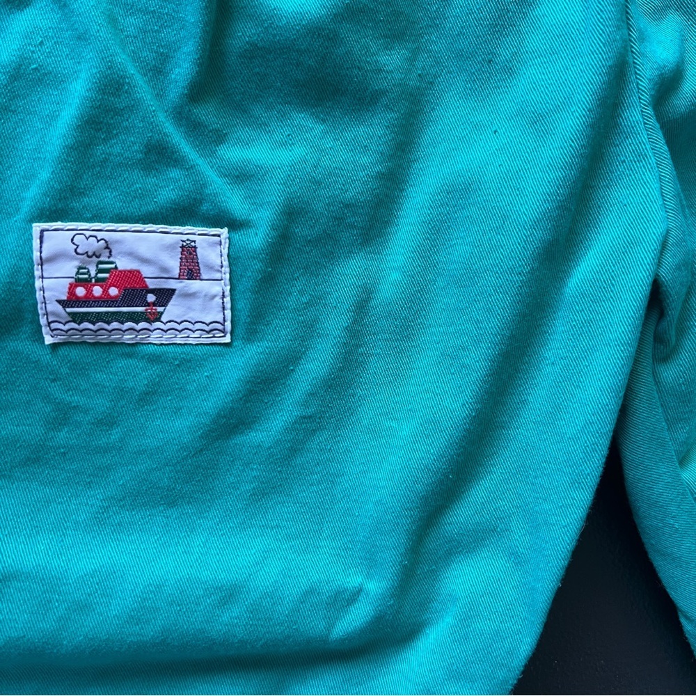 Vintage 1990s Art Viti Color block Green Blue Romper Overalls Unisex Kids Retro - Picture 15 of 15